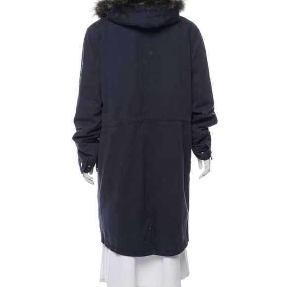 Army x Yves Salomon long navy parka with coyote and rabbit fur - Picture 2 of 3